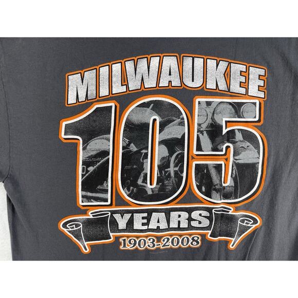 Harley Davidson Genuine Motorcycle 105 Years Logo Milwaukee T-Shirt - Size L - Picture 7 of 8